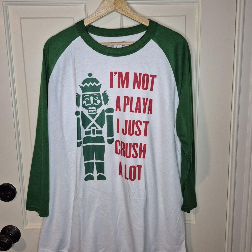 21 Threads Green and White Graphic Baseball Style Tee 425/2